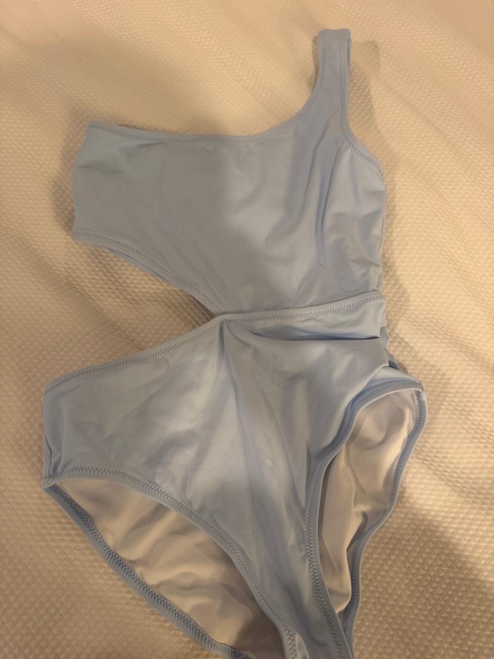Girls Stella Cove Light Blue One-Shoulder Cutout Swimsuit
